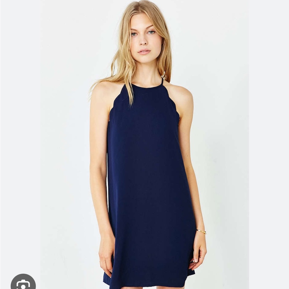 Urban Outfitters Navy Blue Scallop Halter Dress